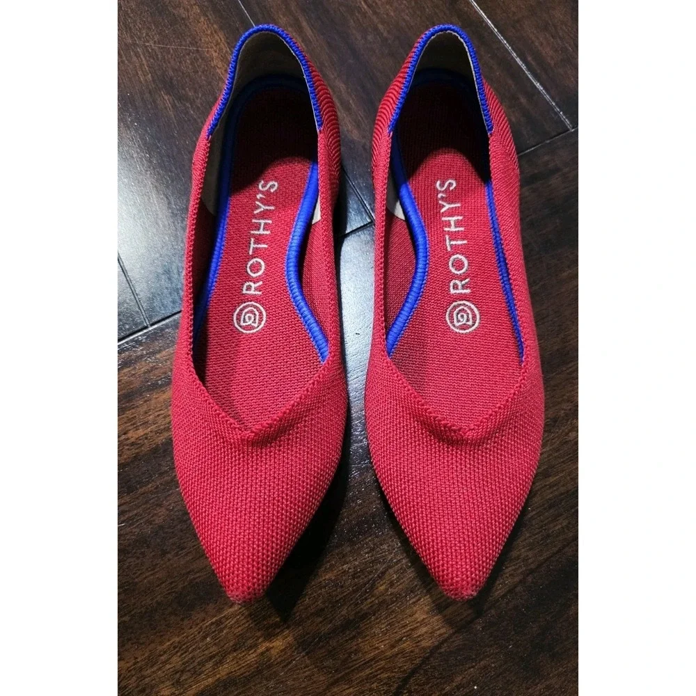 Rothy's The Point Flat Women's Size 6 Red Knit Fabric Ballet Flats Slip On